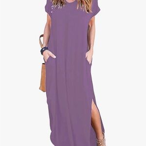 Lavender V-Neck Maxi Dress